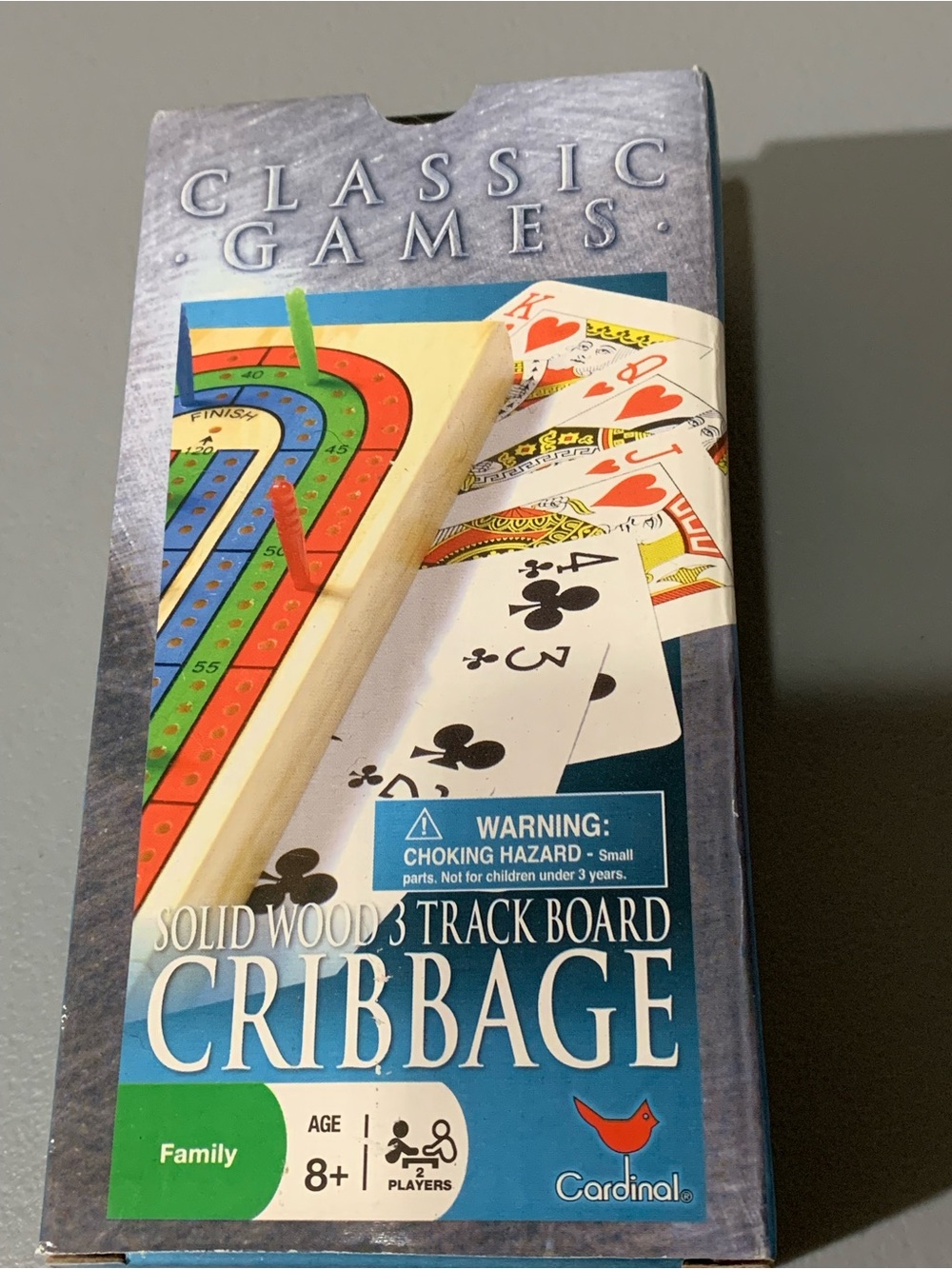 Classic Wood 3-Track Cribbage Board - Blue by Cardinal